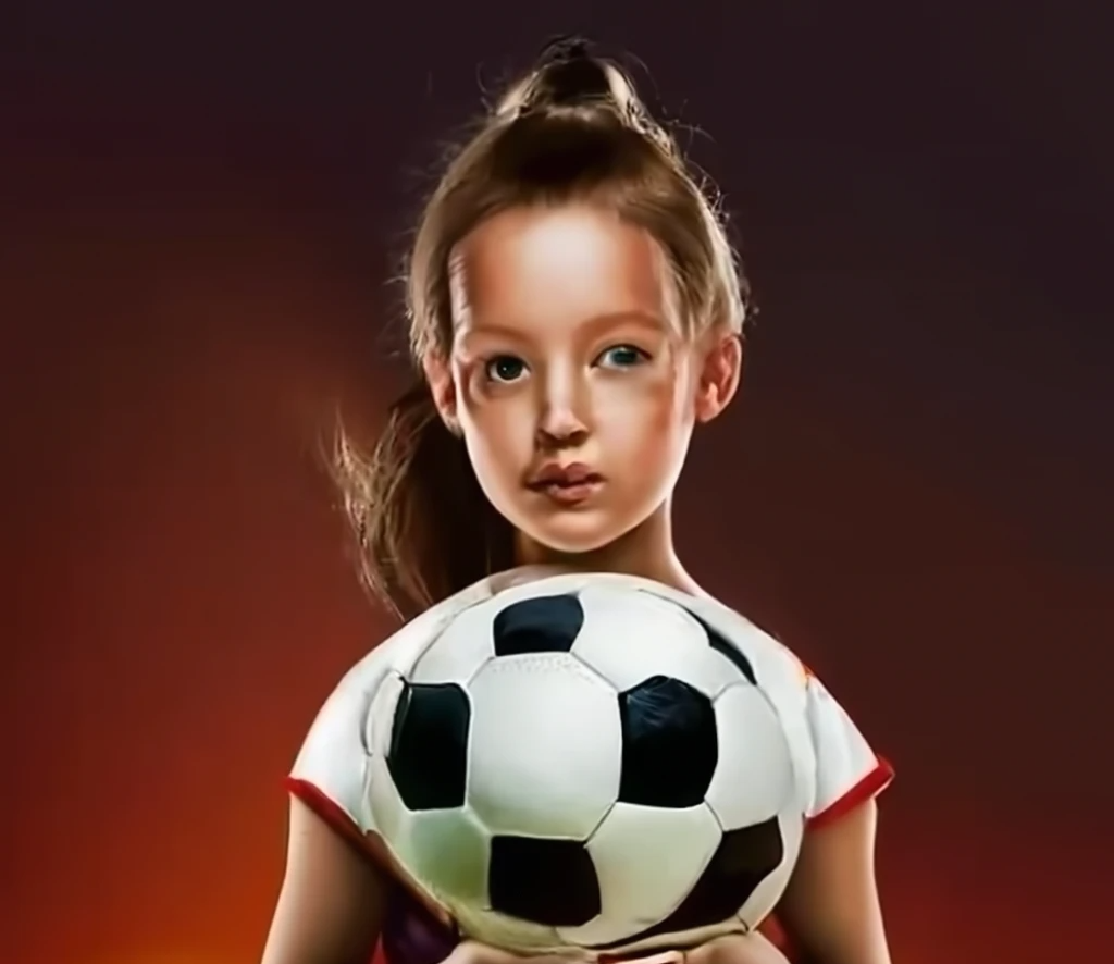 Soccer girl holding the ball